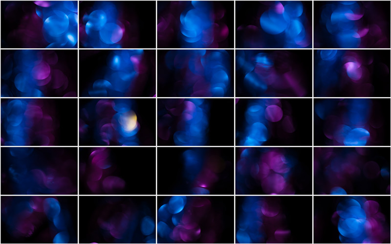 A collage of blue and marvelous magenta bokeh effects