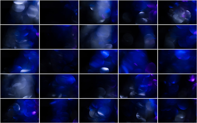 A collage of blue and purple bokeh effects