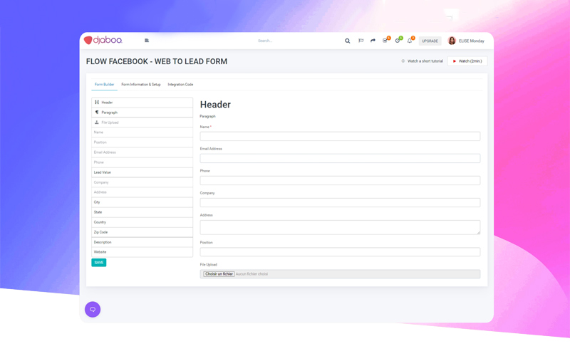 CRM interface showcasing project management and task assignment capabilities.
