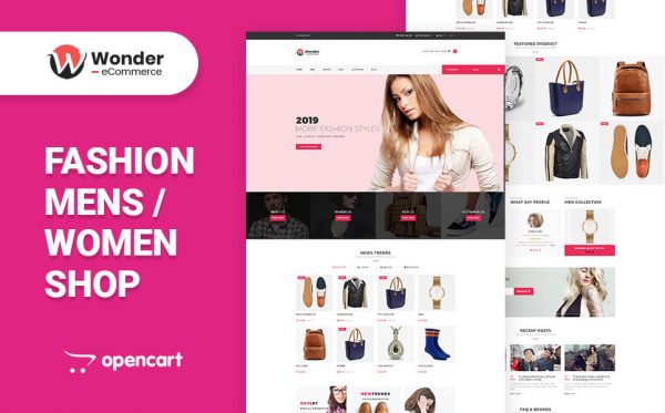 opencart themes displaying a fashion website with fashion accessories' and products at display