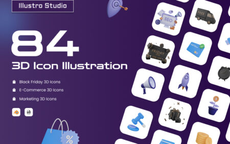 Feature image of 3D Icons Illustration Bundle.
