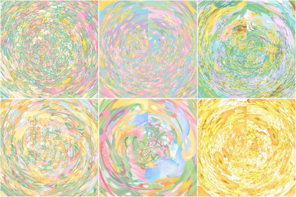 Artistic Floral Map Patterns in Soft Pastel Colors