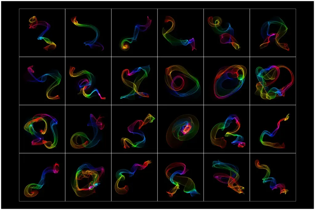 A colorful and fluid rainbow-like pattern in motion
