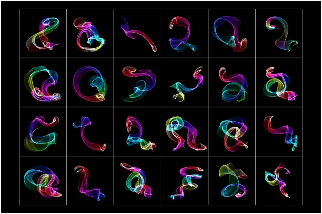 Colorful fabric cascading in a beautiful rainbow pattern