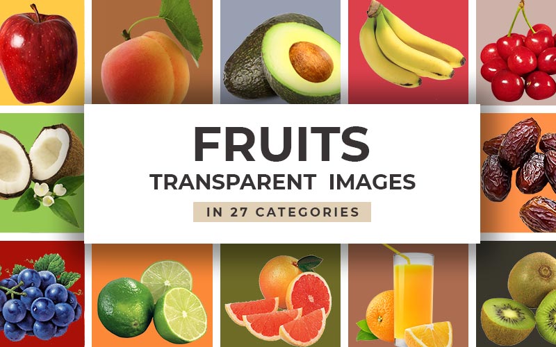 This image is a collage of fruits that the fruits transparent images bundle consists of.
