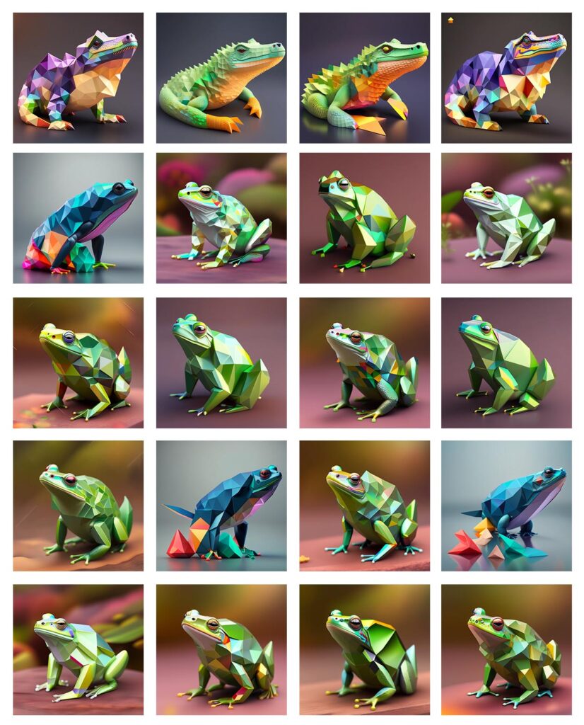 A collage of 20 images displaying the animal collection