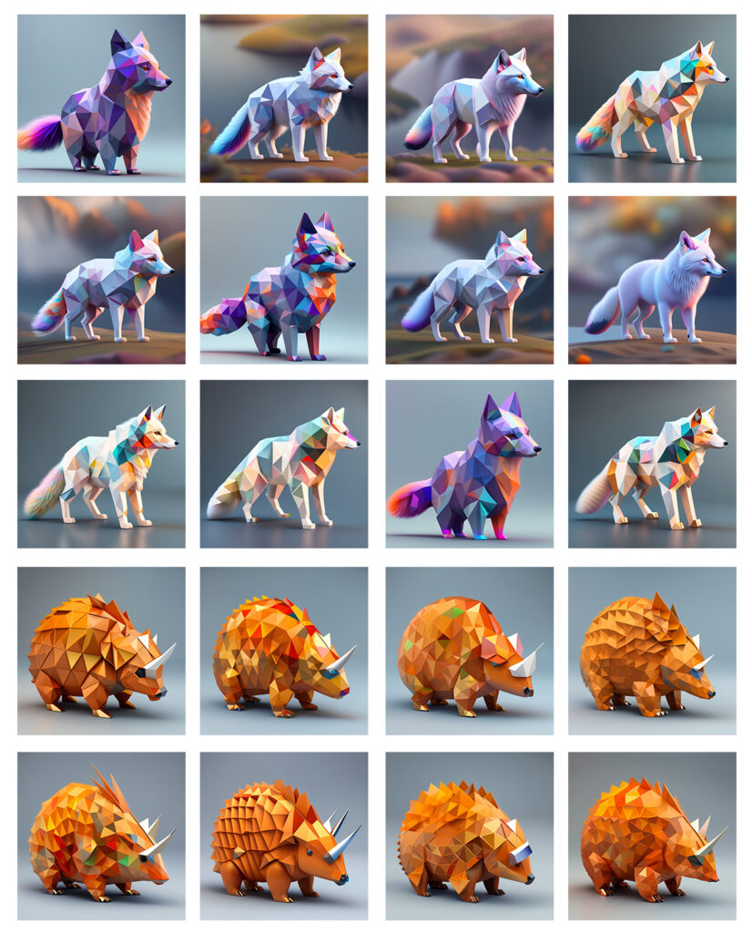 A collage of 20 animal images.