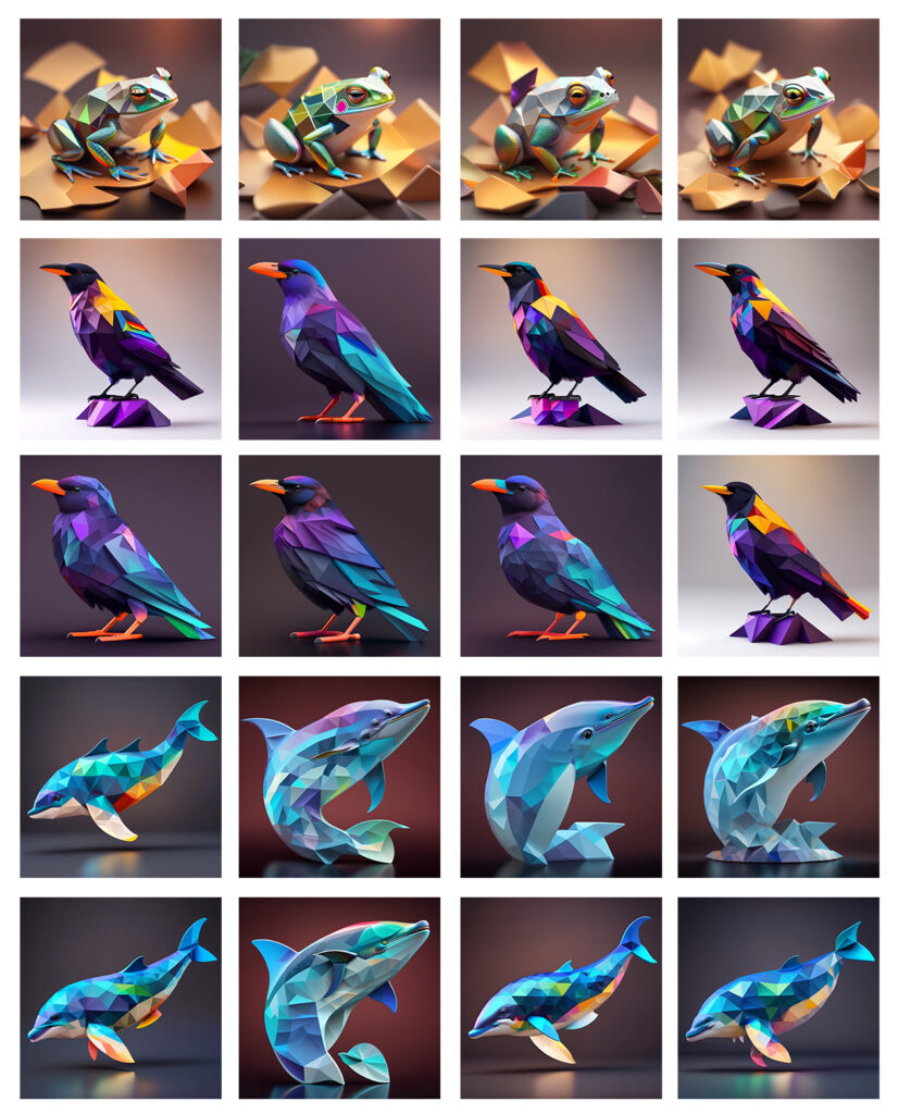 A collage of 20 animal images.