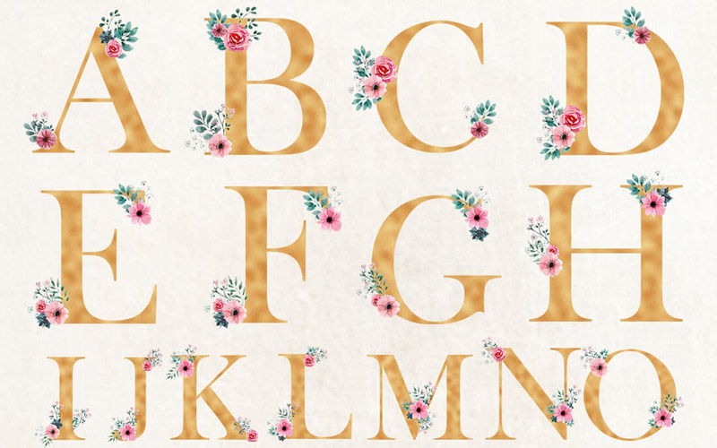 Golden-Floral-Letters-2