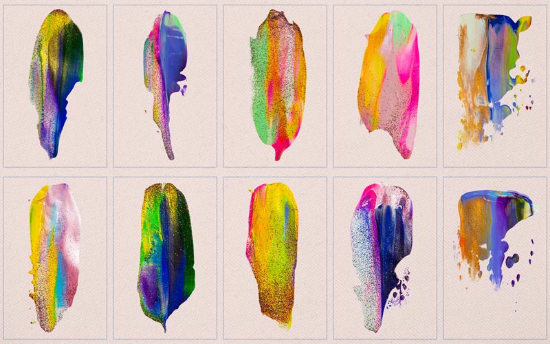 This image is displaying a collage of different types of brush strokes.