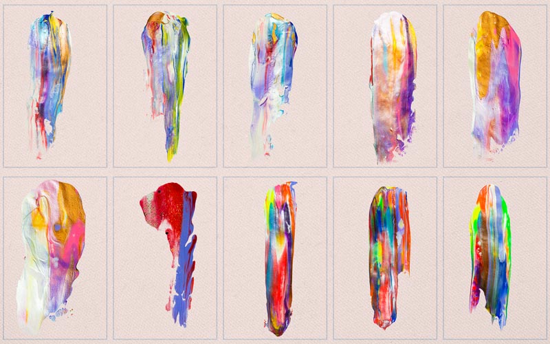 This image is collage of prismatic strokes in the handmade brush strokes.