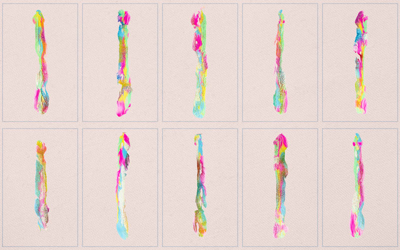 This image is a collage of streaked brush strokes.