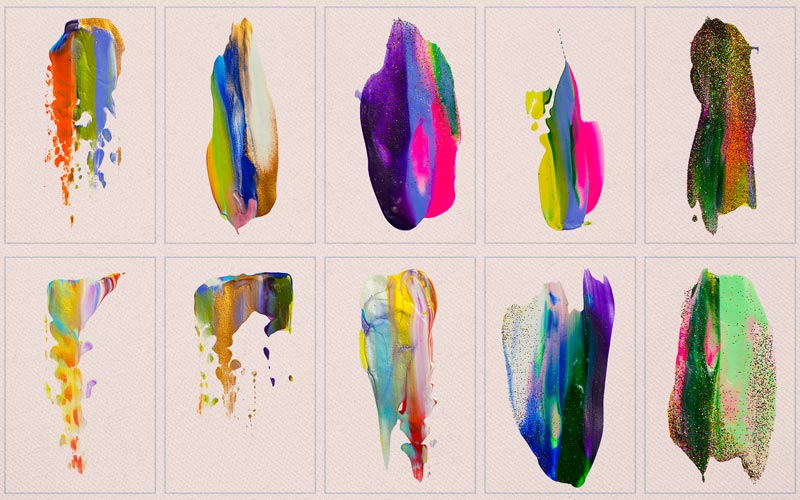 This image is a collage of aesthetic brush strokes.