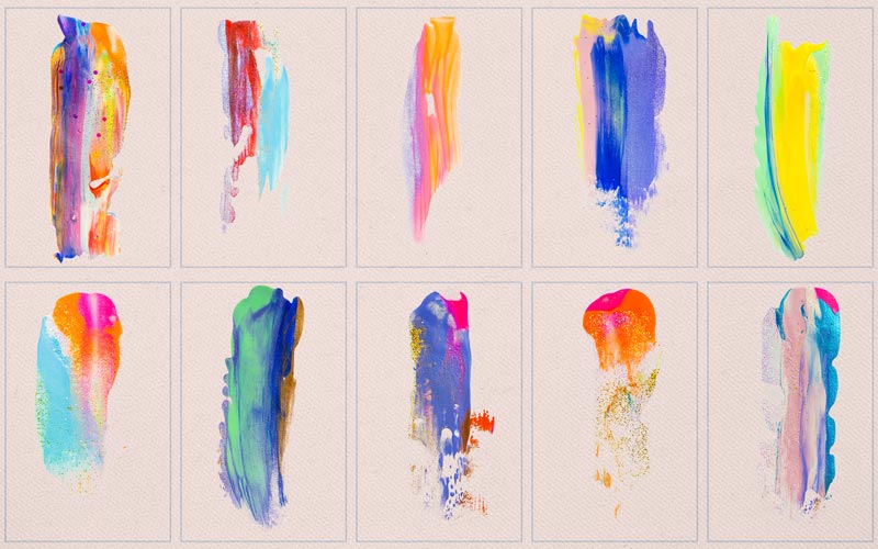 This image is collage of colorful handmade brush strokes.
