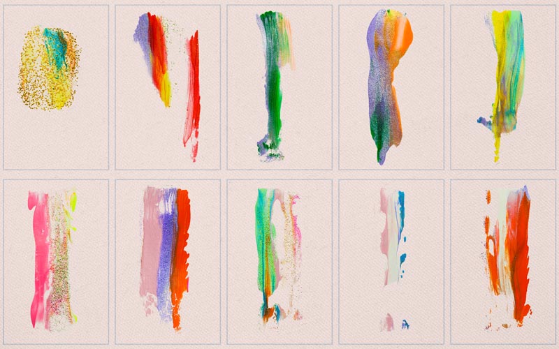This image is collage of hued handmade brush strokes.