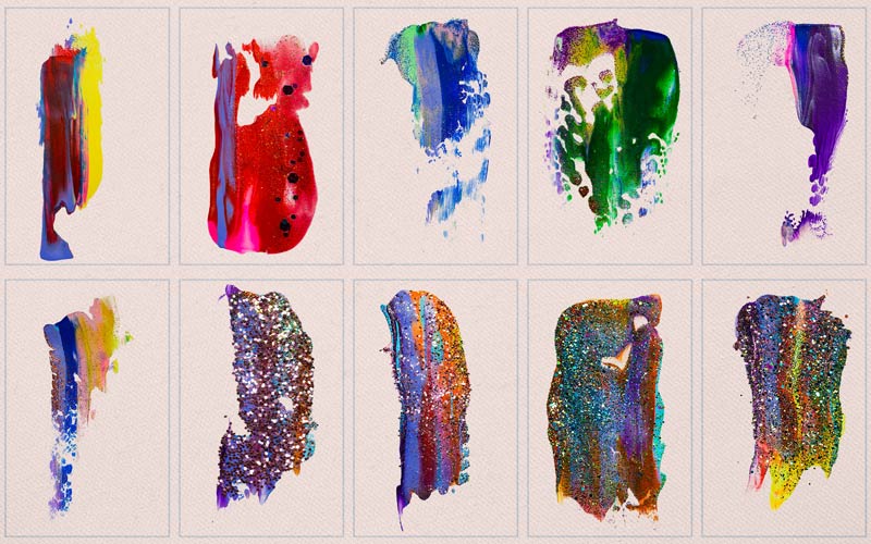 This image is a collage of glittering brush strokes.