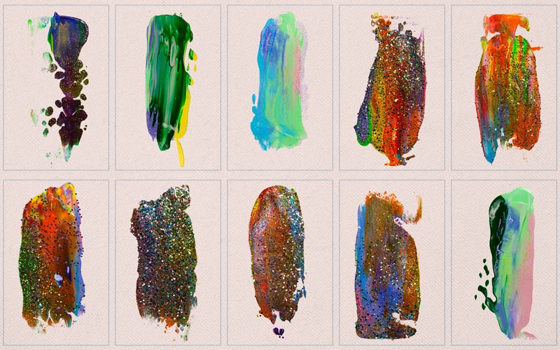 This image is a collage of lustrous brush strokes.