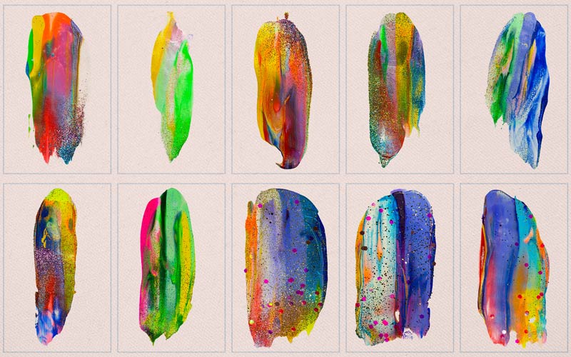 This image is a collage of glistening brush strokes.