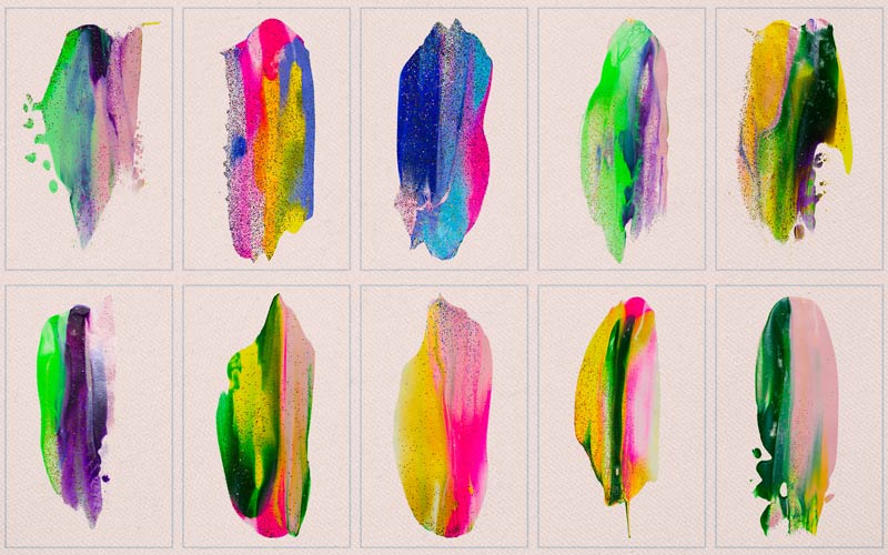 This image is collage of flashy handmade brush strokes.
