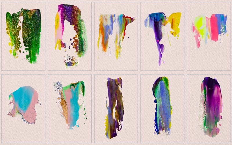 This image is a collage of beautiful brush strokes in the handmade brush strokes bundle.