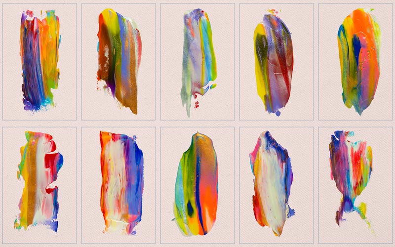 This image is a collage of artistic brush strokes.