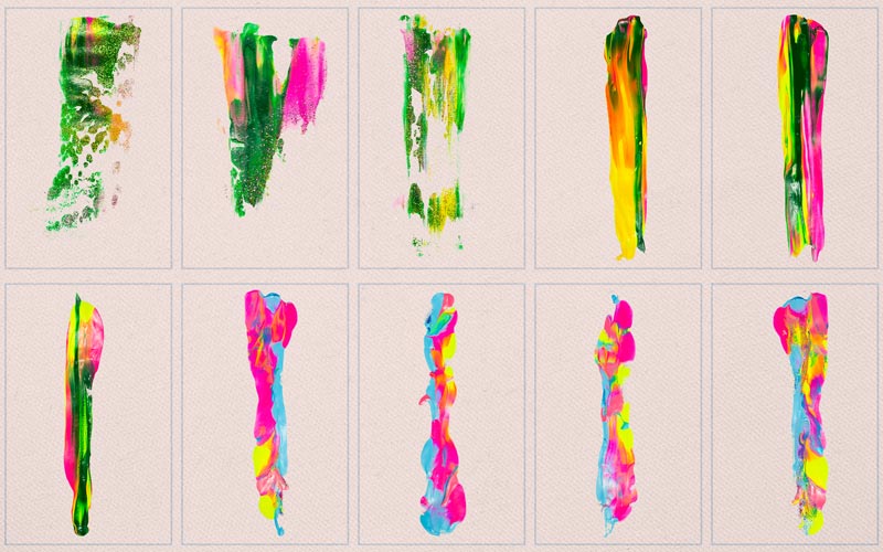 This image is a collage of funky colored brush strokes.