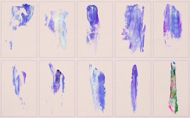 This image is collage of purple strokes in the handmade brush strokes.