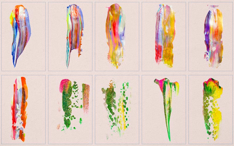 This image is collage of splashy strokes in the handmade brush strokes.