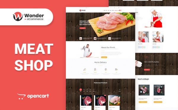 opencart themes displaying a meat shop website displaying meat products with pricing