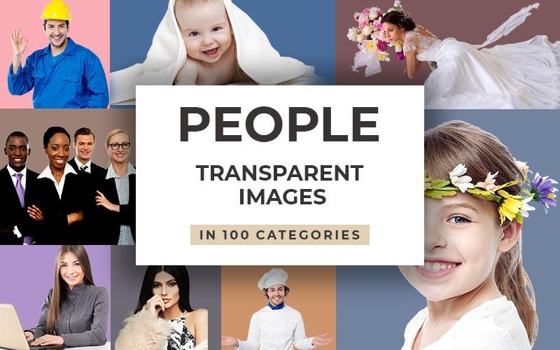 This image is a collage of different people of various ages and professions that the people transparent images bundle consists of.