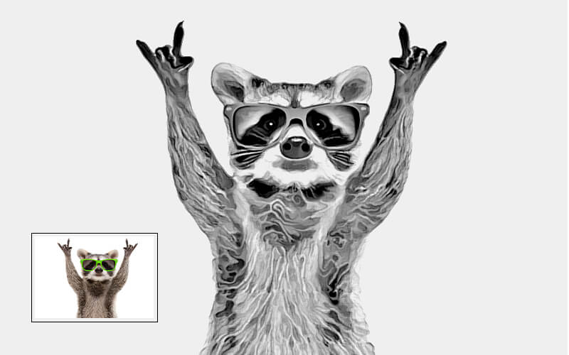 Real Hand Sketch of a Racoon