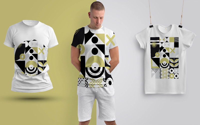 This image show how the geometric images are used to designs a t-shirt