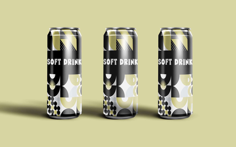 This image displays how the geometric patterns are used to design cans.