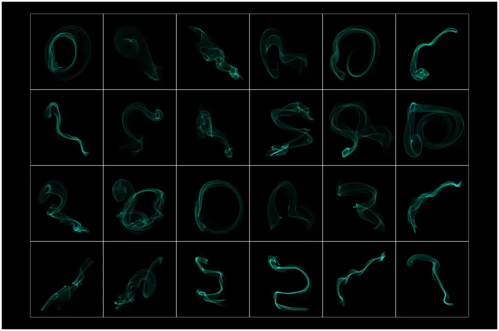 A dynamic and fluid blue flame created by swirling smoke