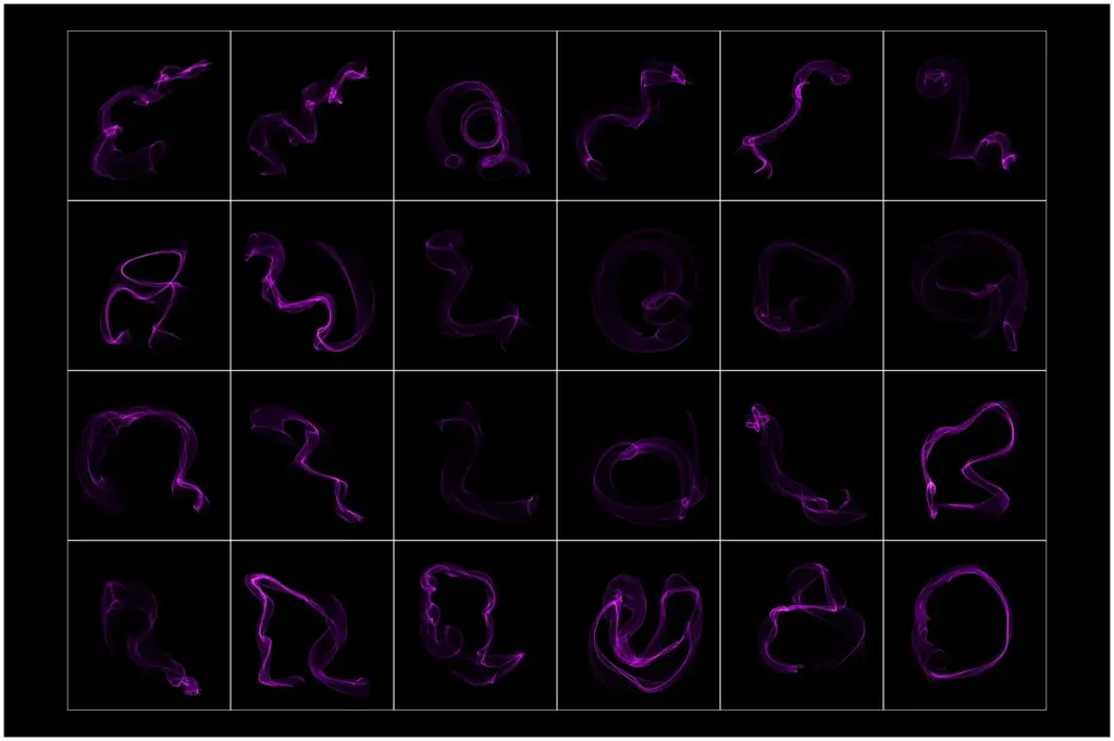 A mesmerizing purple flame formed by swirling smoke