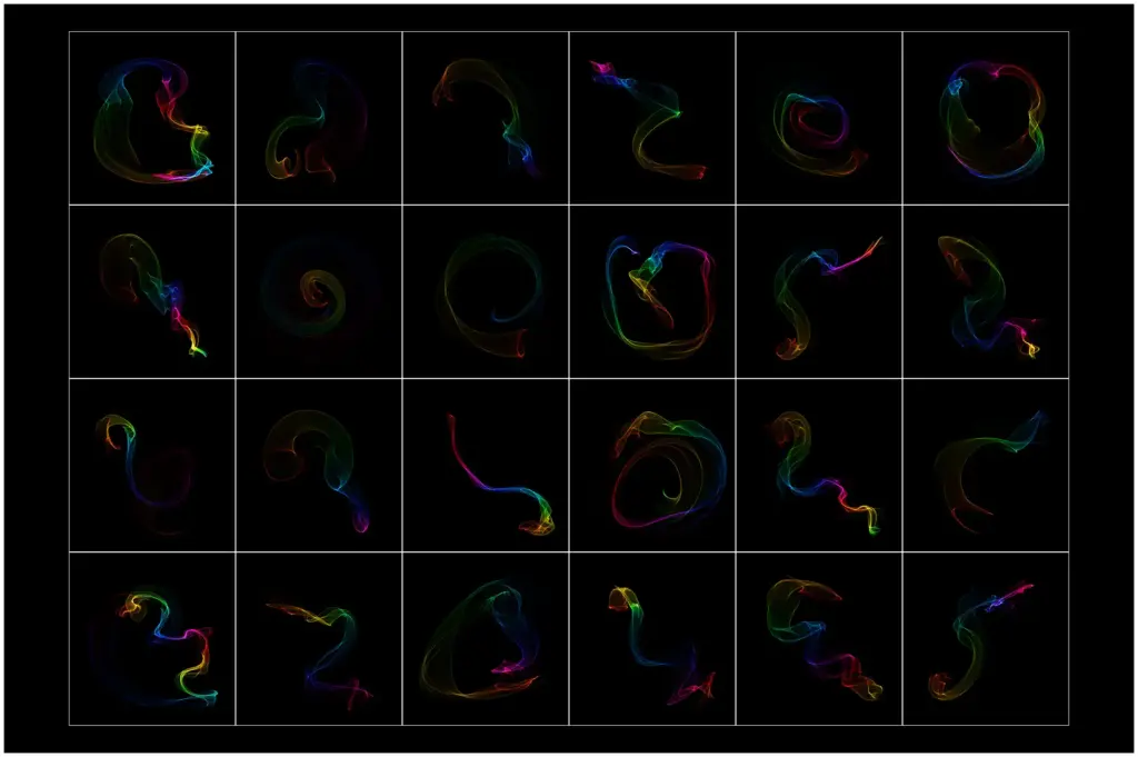 A captivating rainbow-hued smoke flowing in fluid patterns