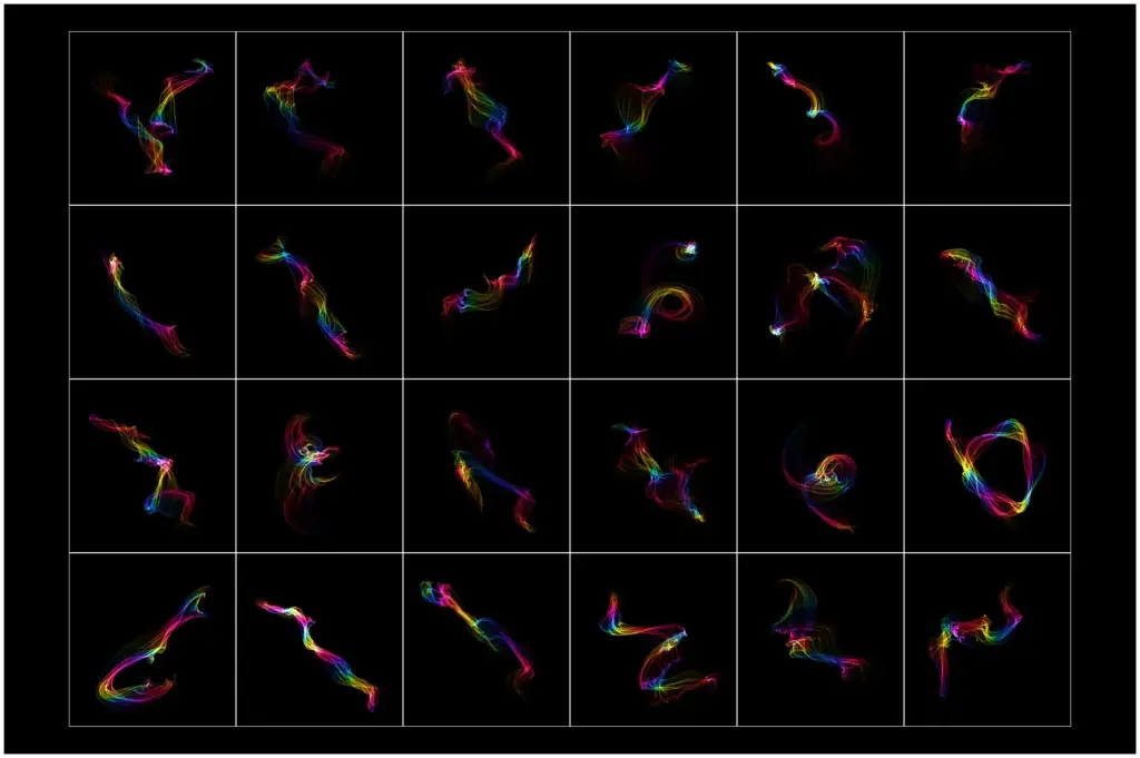 Vibrant rainbow-hued smoke swirling in an enchanting display