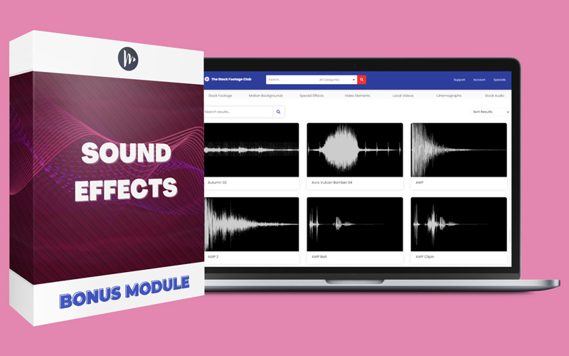 Sound-Effects-Bundle displaying various sound effects and audio files on a pc screen