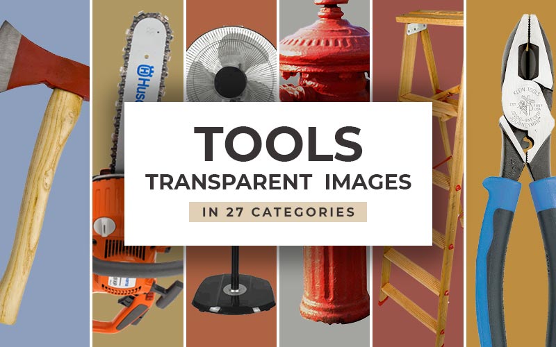 This image is a collage of tools that the tools transparent images bundle consists of.