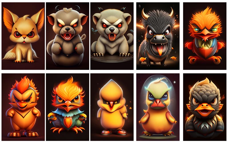 A group of angry cartoon animals, each displaying a unique furious expression