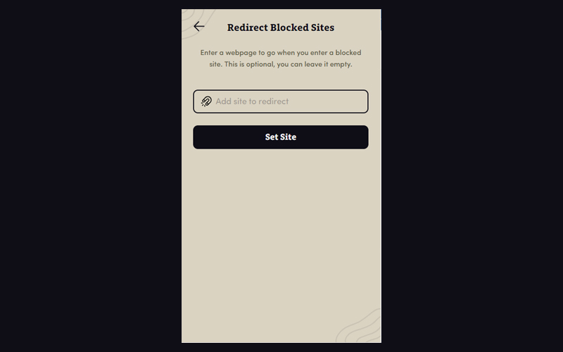 Redirect Blocked sites feature displaying sites that are to be redirected to incase user tries to access blocked sites