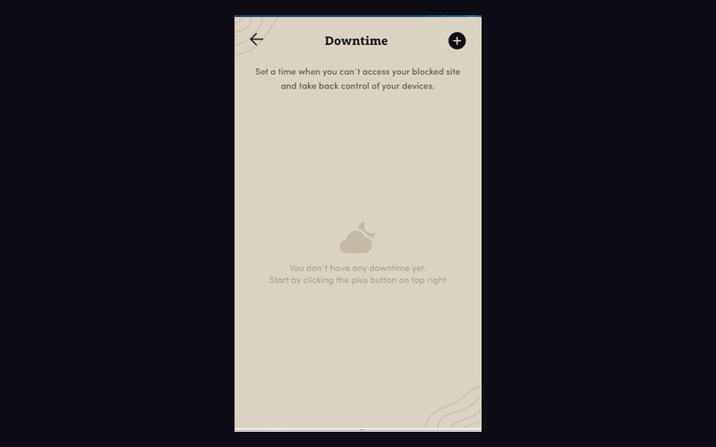 Downtime tool displaying blocked websites for a particular set time.