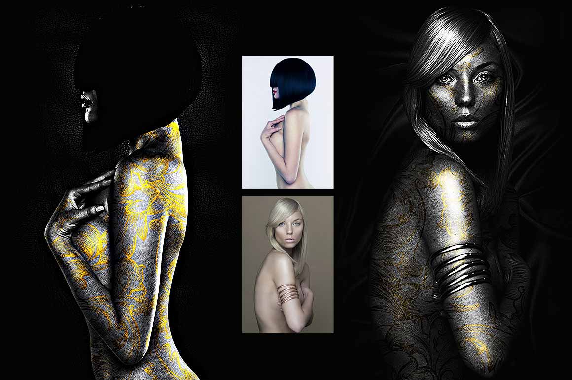 Bold and colorful body painting art.