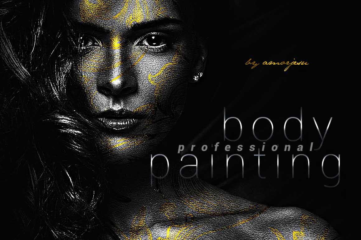 Body painting effect applied to a female model's face