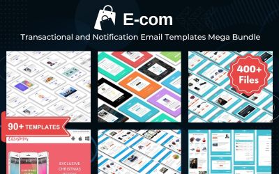 Collage of transactional email templates with different themes and borders