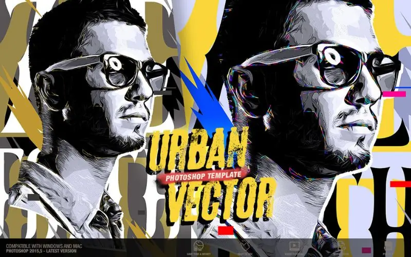 Urban Vector Photoshop Template, photoshop actions for portrait photographers