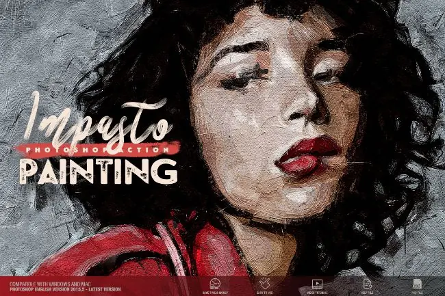 Impasto painting Photoshop Action portrait presets photoshop free vector portrait photoshop action