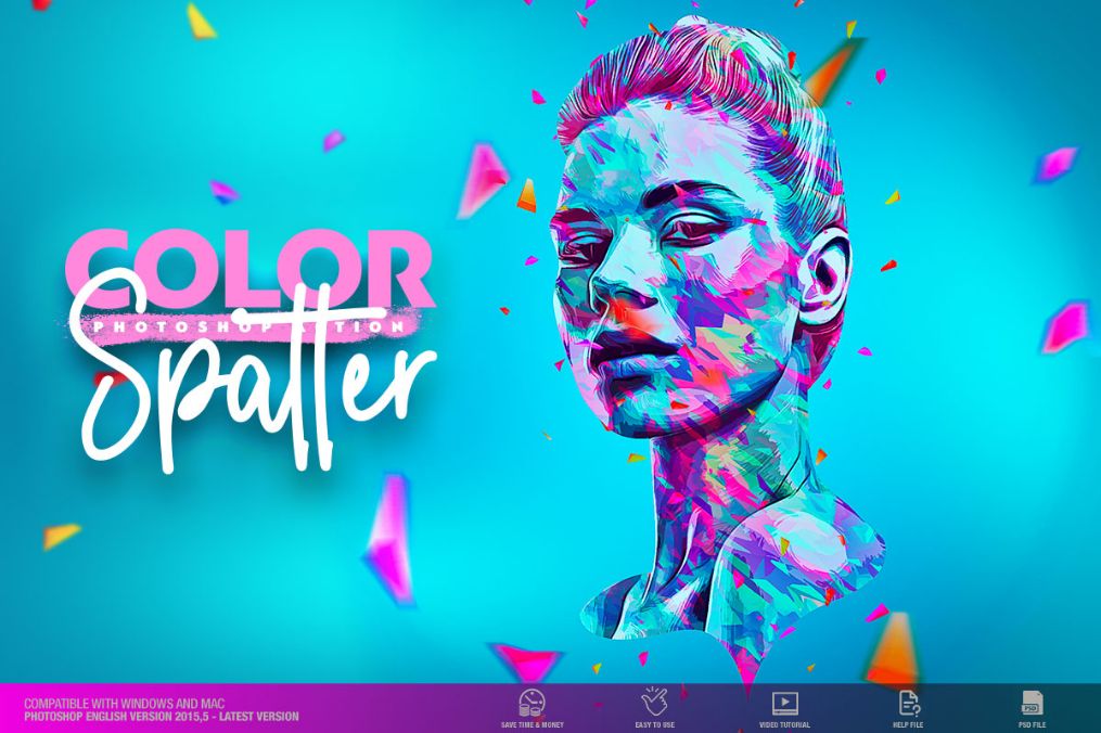 Color Splatter Photoshop Action best photoshop actions for portraits