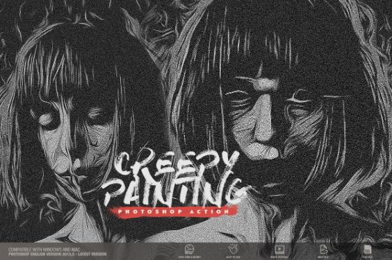 Creepy painting Photoshop Action best photoshop actions for portrait photographers