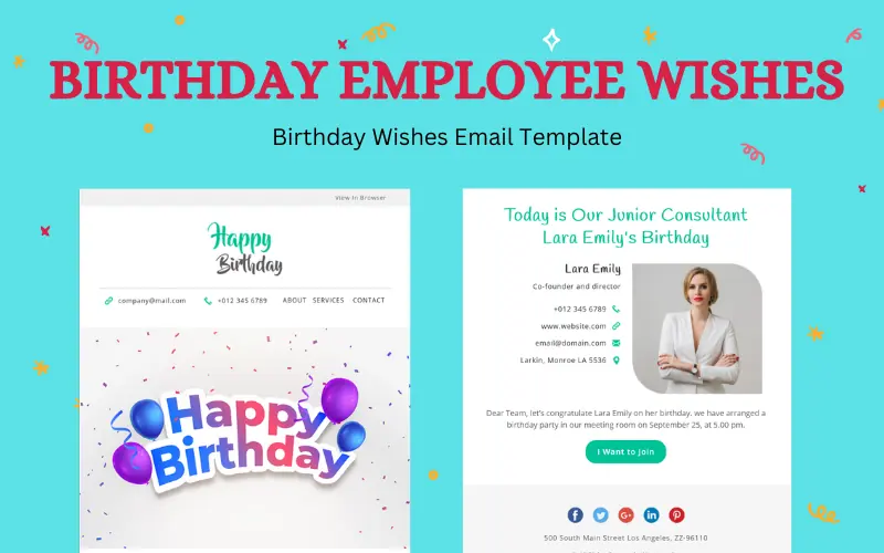 This image is displaying birthday employee wishes email template -employee birthday email
